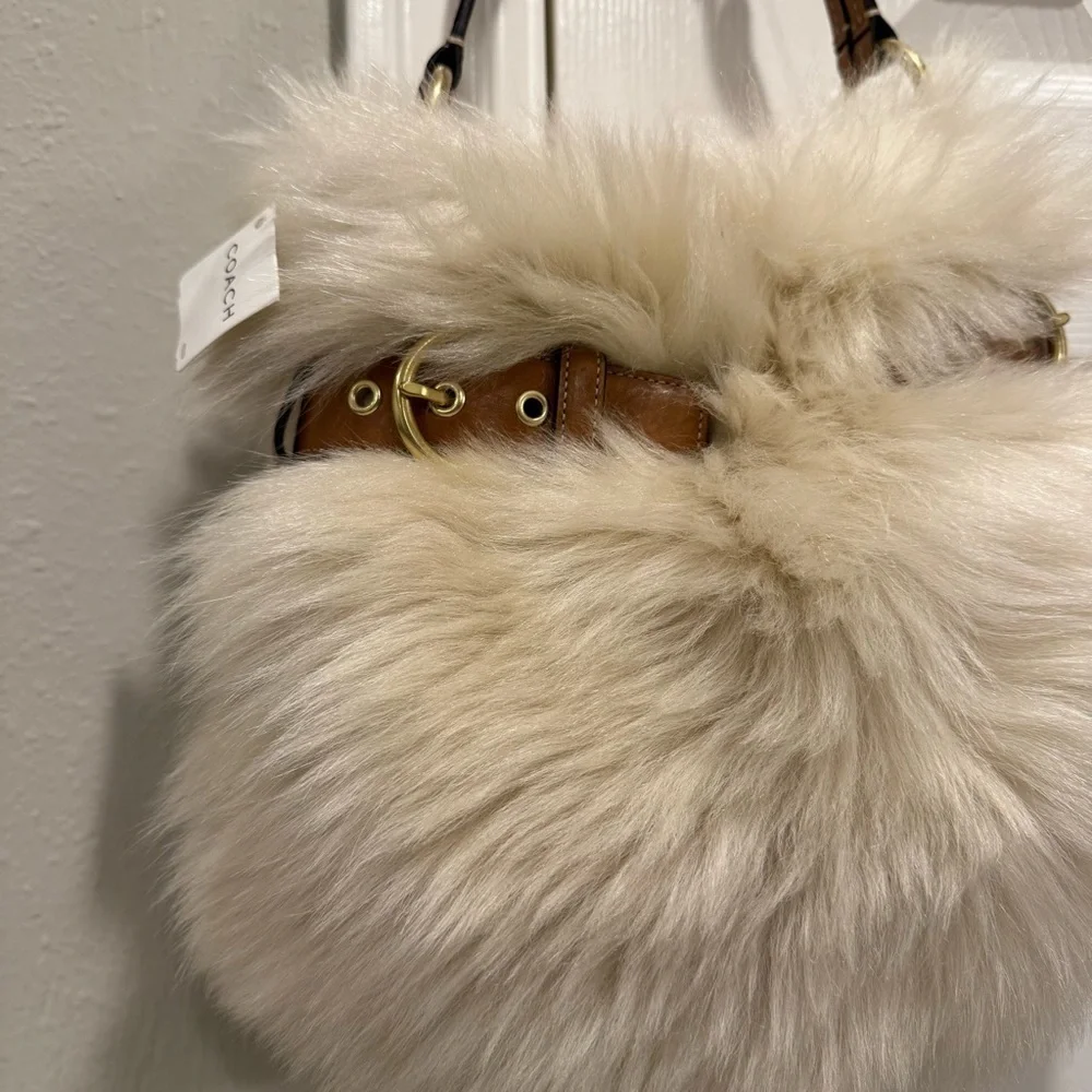 RARE COACH Lamb Shearling Suede Shoulder Bag 3575 Vintage Y2K  Boho Grunge NWT